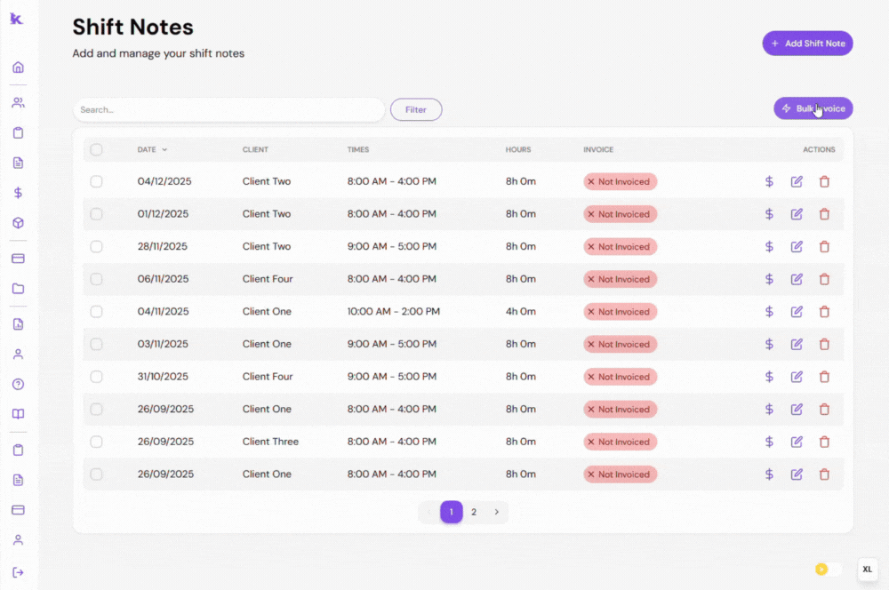 Bulk Invoicing
